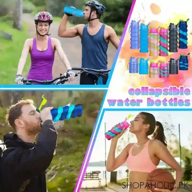 500ml silicone folding sports water bottle image4