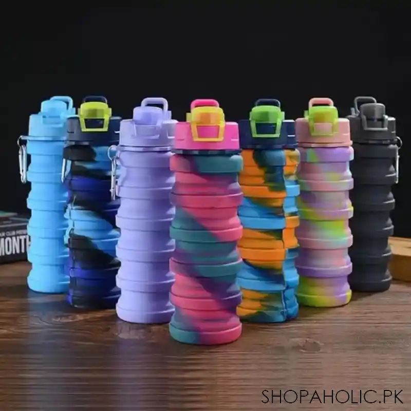 500ml silicone folding sports water bottle main image