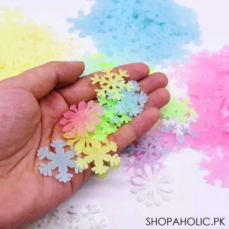 50pc 3d snowflake glow in the dark wall for kids room decoration image5