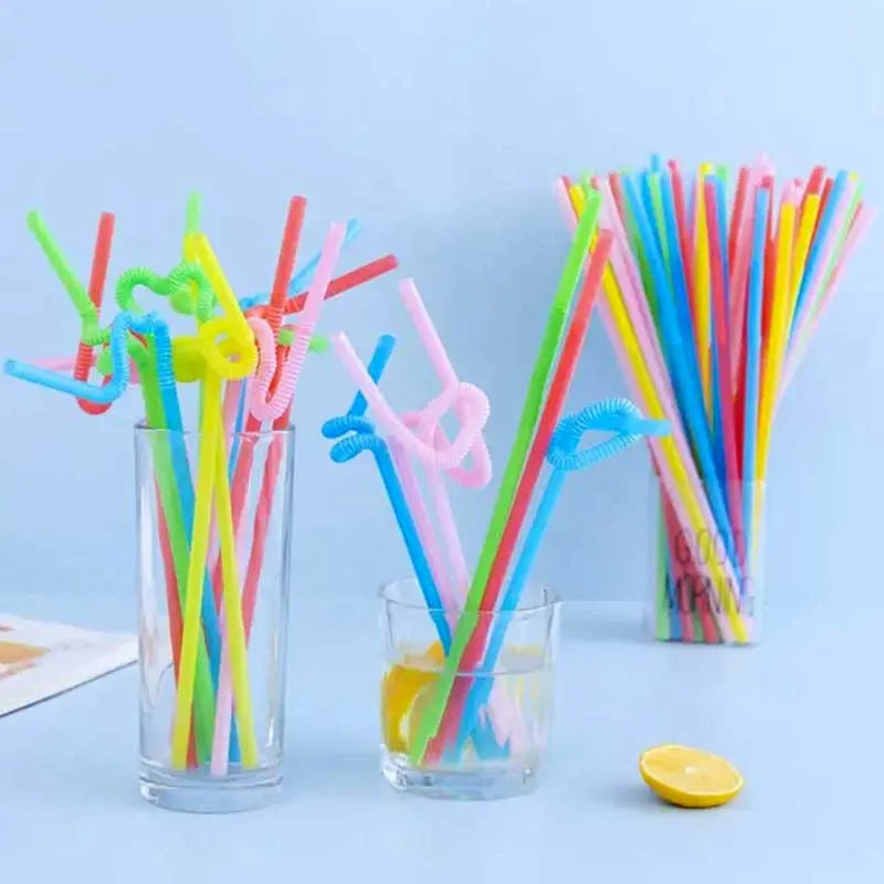 50pcs colorful flexible bendable reusable straws for kids image2