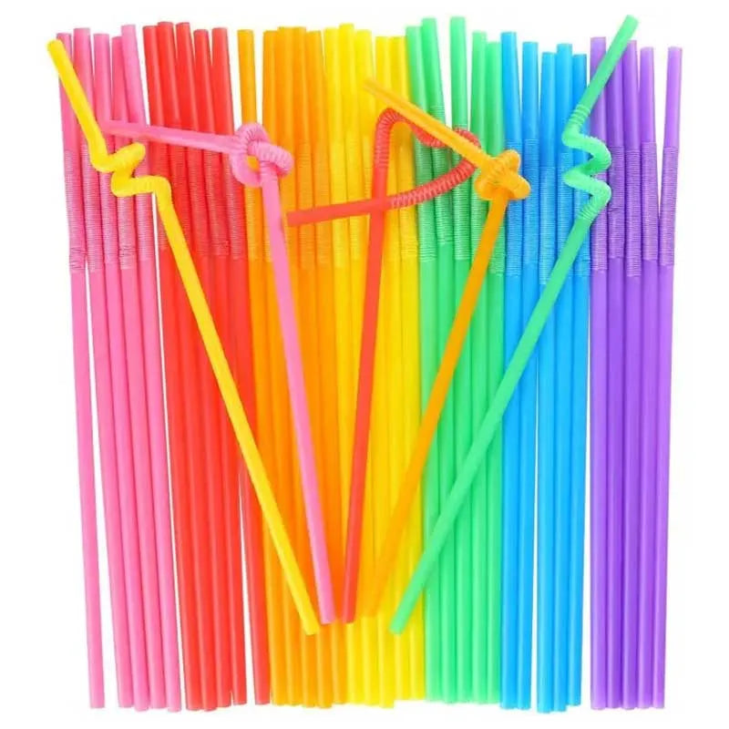 50pcs colorful flexible bendable reusable straws for kids main image