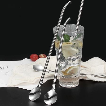 Stainless Steel Elbow Tube Straw Spoon - image 2