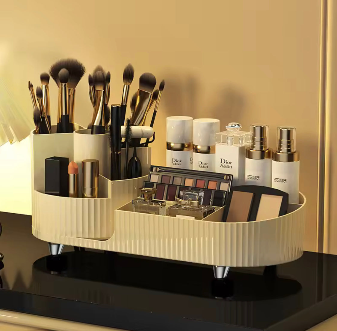 Cosmetic Storage Organizer With Spinning Brush Holder - image 4