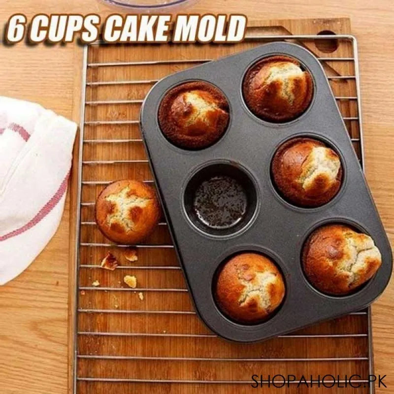 6 cup non stick muffin baking tray main image