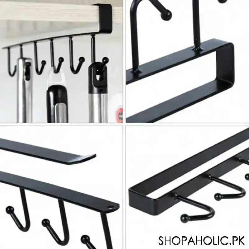 6 hooks cup holder cabinet shelf kitchen storage rack image3