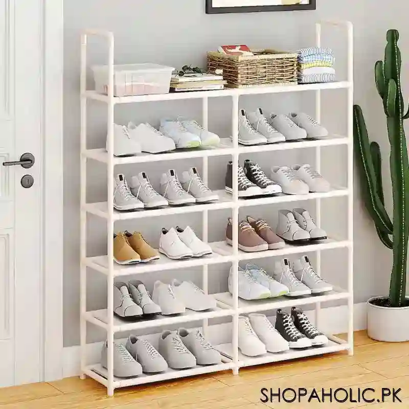 6 layers shoe rack storage stand organizer   white main image