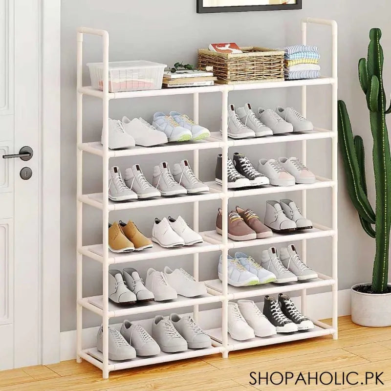 6 layers shoe rack storage stand organizer   white main image