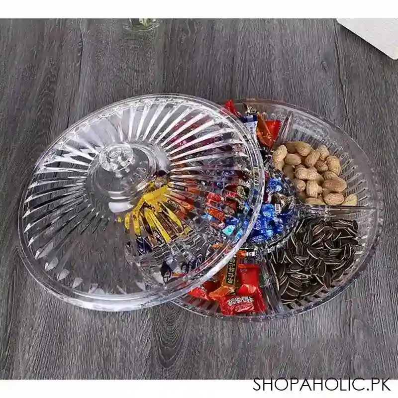 6 section acrylic candy dry fruit dish snack serving tray with lid image9