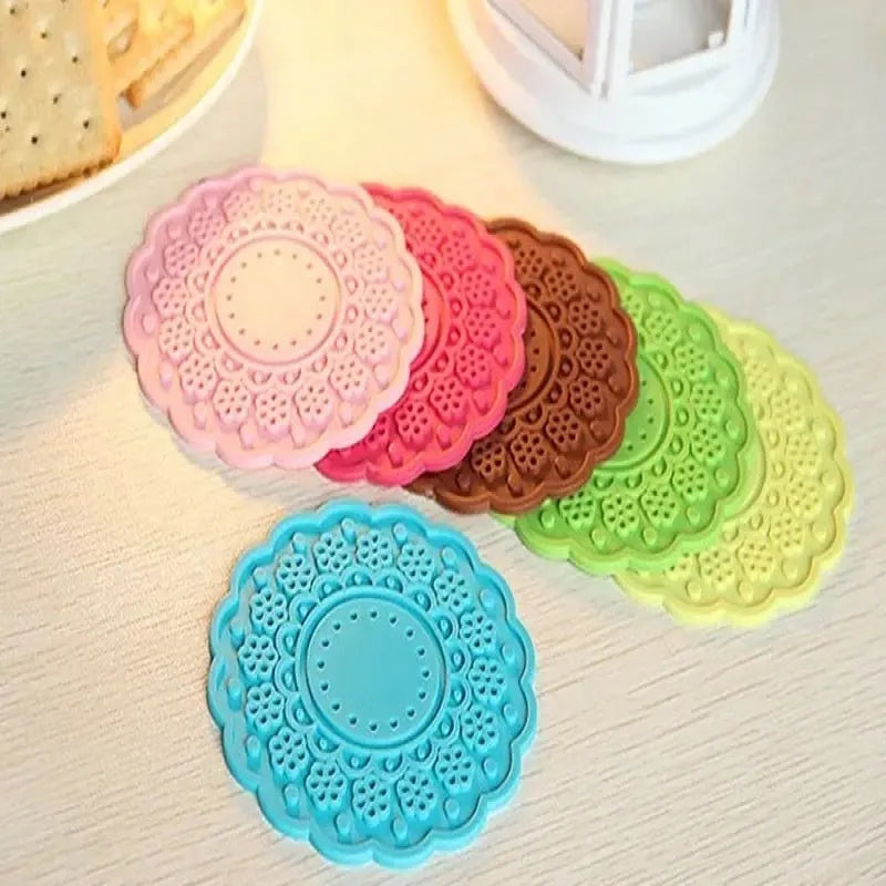 6pcs semi transparent candy color cup mat image2