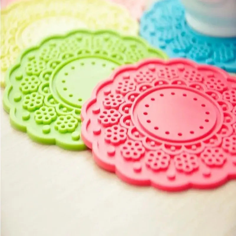 6pcs semi transparent candy color cup mat image3