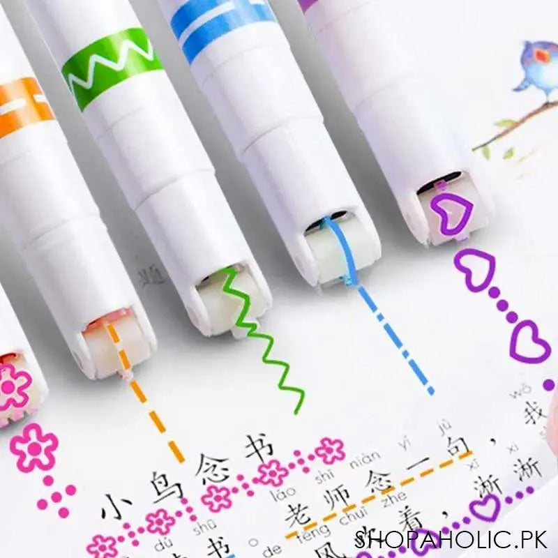 6pcs unique colored curve shapes roller line marker pen set for drawing, journaling, scrapbooking image6