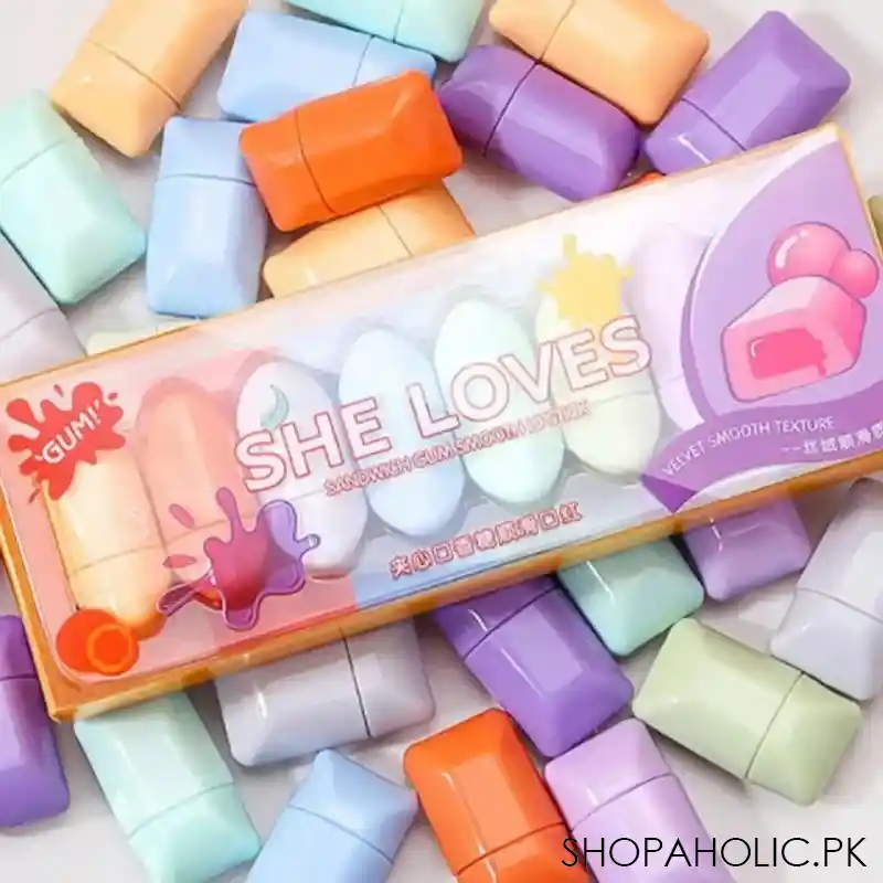 8 colours chewing gum lipstick set image2