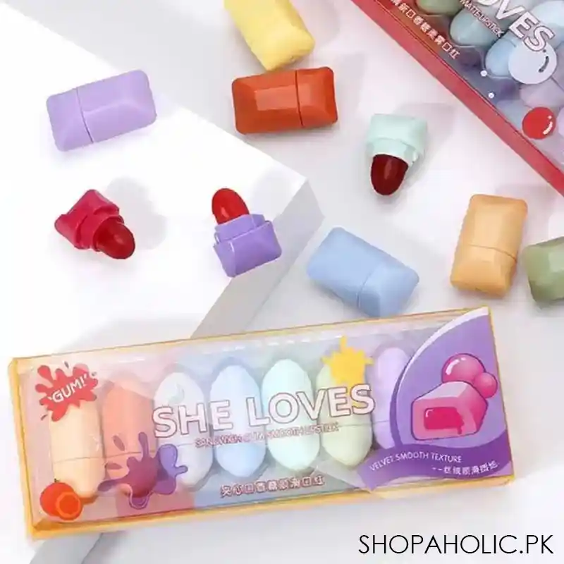 8 colours chewing gum lipstick set image3