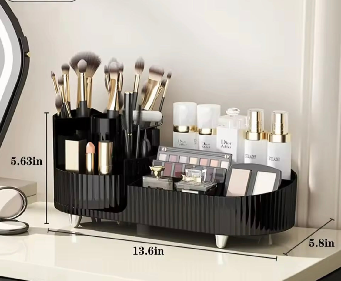 Cosmetic Storage Organizer With Spinning Brush Holder - image 5