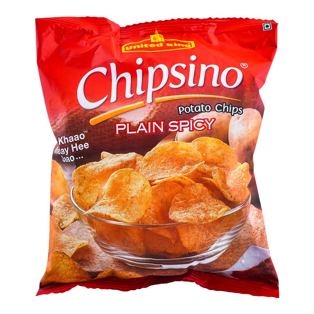 United King Chipsino Plain Spicy Potato Chips, 100g - Main Image