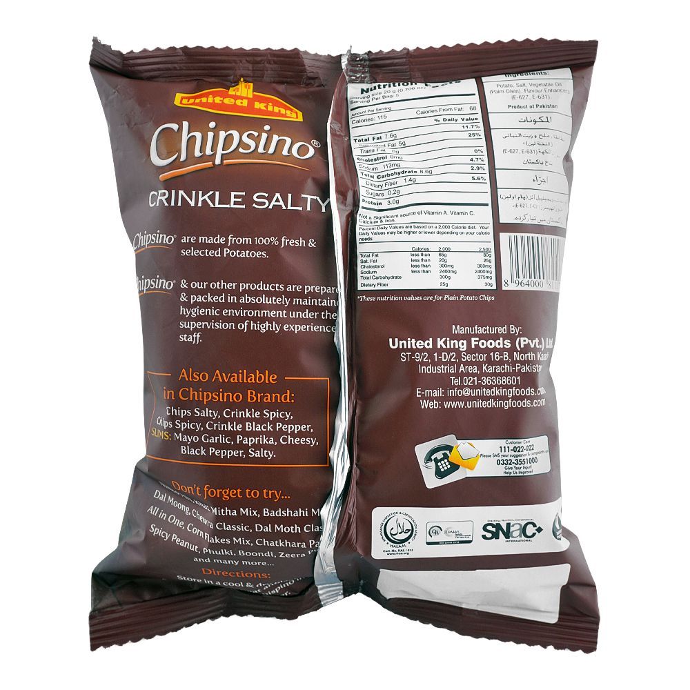 United King Chipsino Crinkle Salty Potato Chips, 100g - Image 2