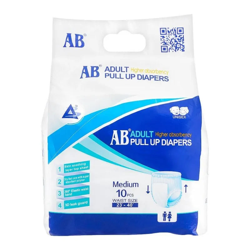 ab adult pull up diaper, 23 inches   40 inches, medium, 10 pack main image