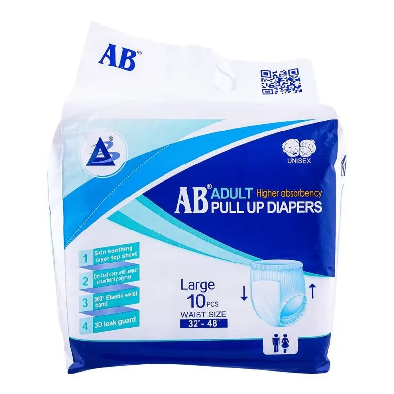 ab adult pull up diaper, 32 inches   48 inches, large size, 10 pack main image