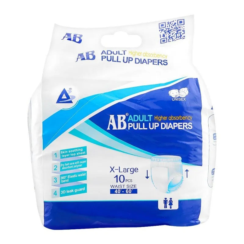 ab adult pull up diaper, 40 inches   60 inches, x large, 10 pack main image