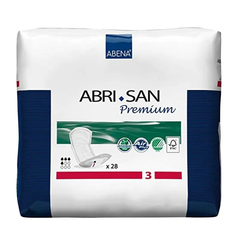 abena abri san premium shaped adult incontinence pads, no. 3, 4x13 inches, 28 pack main image