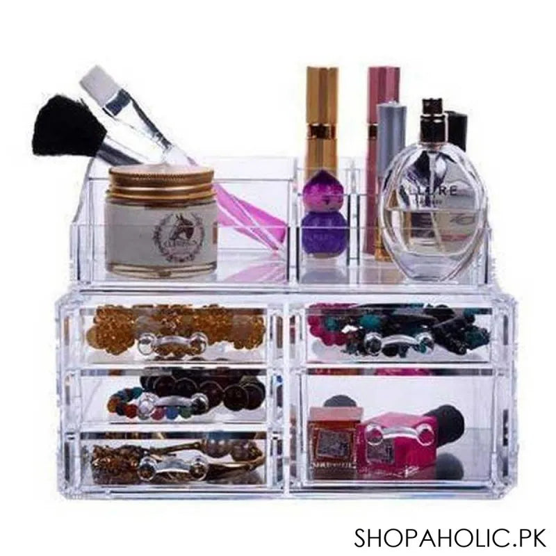 acrylic cosmetic storage box 5 drawers with 16 grid organizer image3