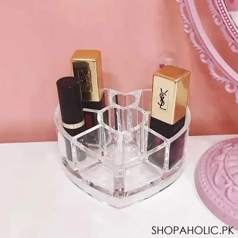 acrylic heart shaped cosmetic organizer with 8 grids store image3