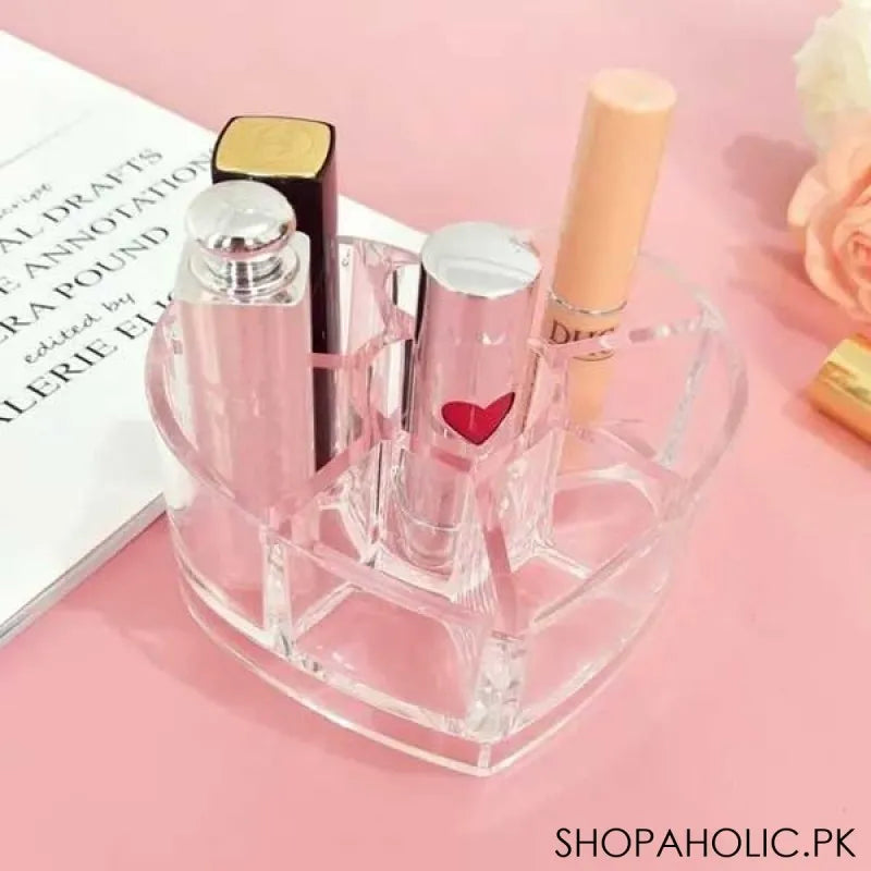 acrylic heart shaped cosmetic organizer with 8 grids store main image