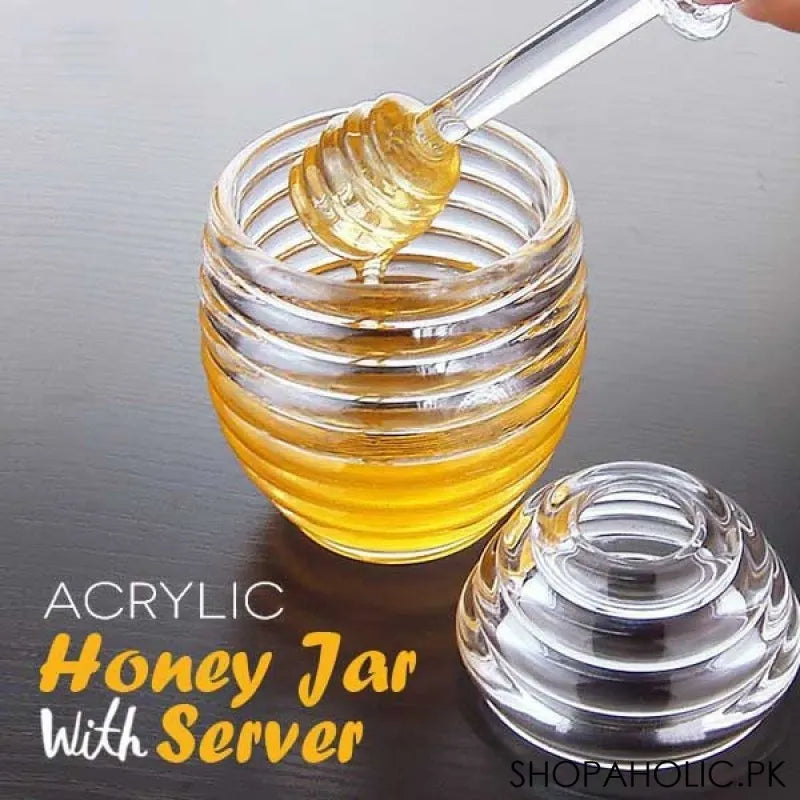 acrylic honey jar with server main image