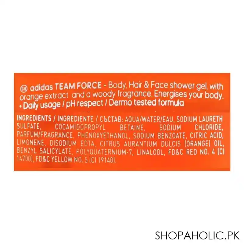 adidas team force stimulating face, hair & body shower gel, 400ml image3