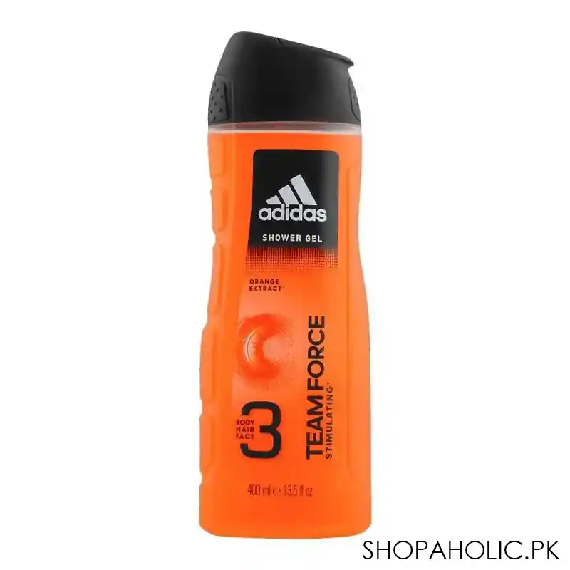 adidas team force stimulating face, hair & body shower gel, 400ml main image