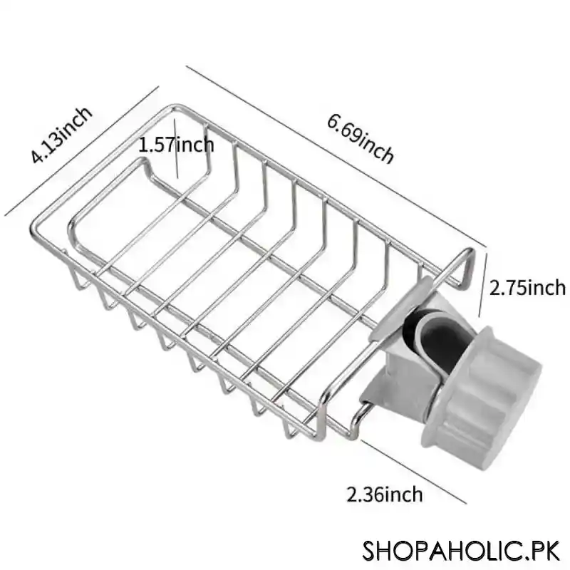 adjustable stainless steel sink faucet storage rack hanging basket drain rack image2