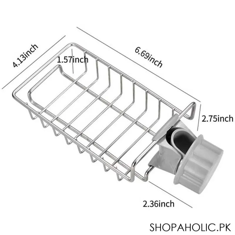 adjustable stainless steel sink faucet storage rack hanging basket drain rack image2