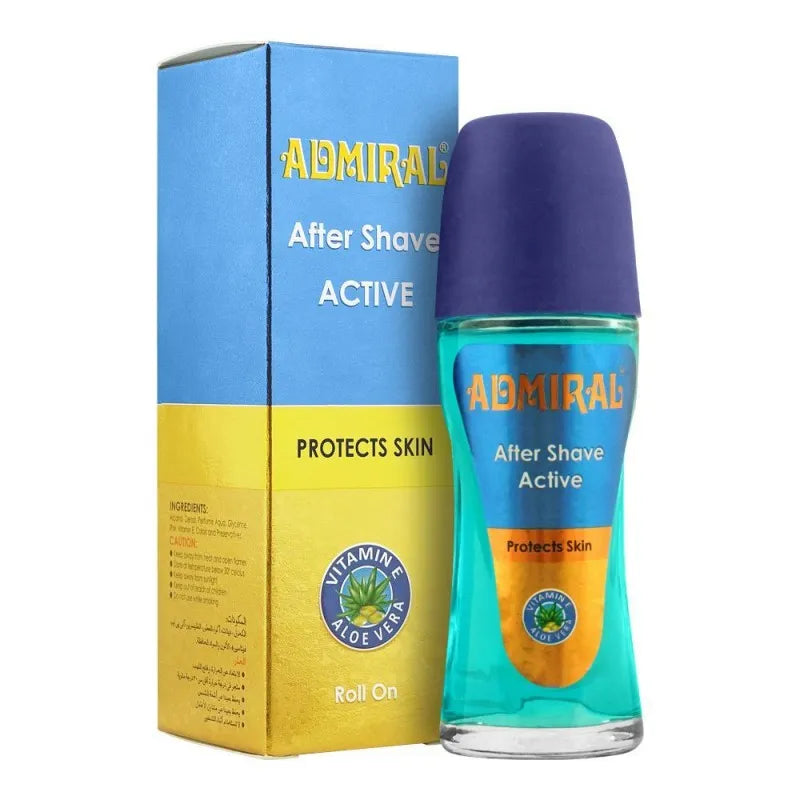 admiral after shave active roll on, protects skin, with vitamin e & aloe vera, 50ml main image