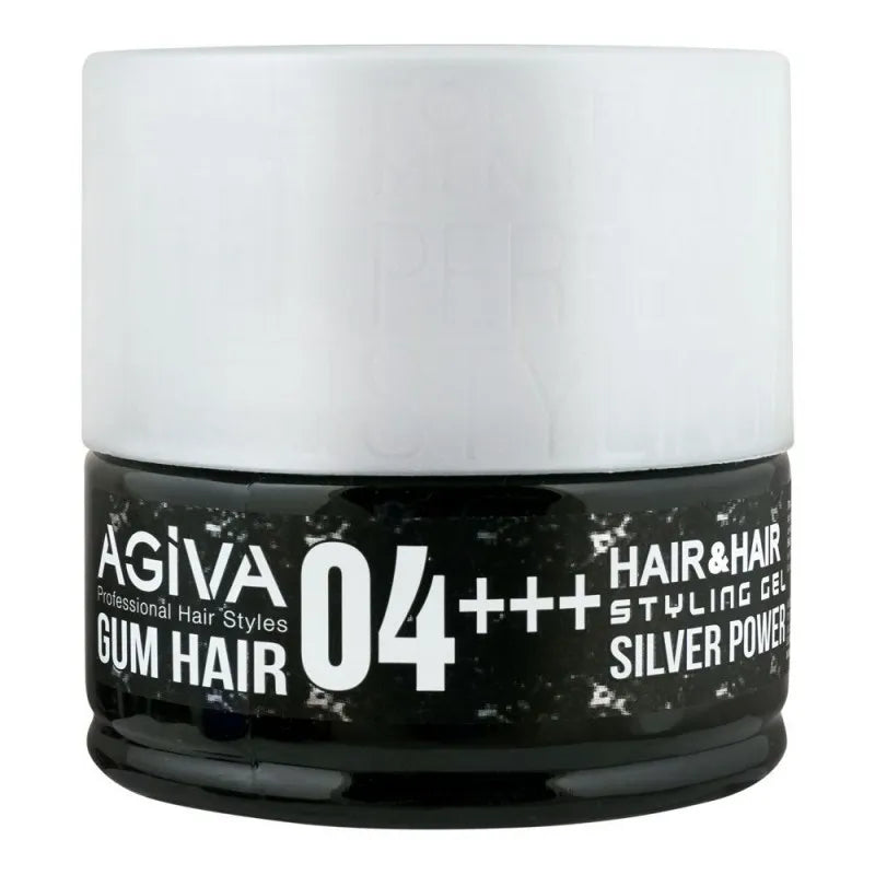 agiva professional gum hair, 04, silver power, hair & hair styling gel, 200ml main image