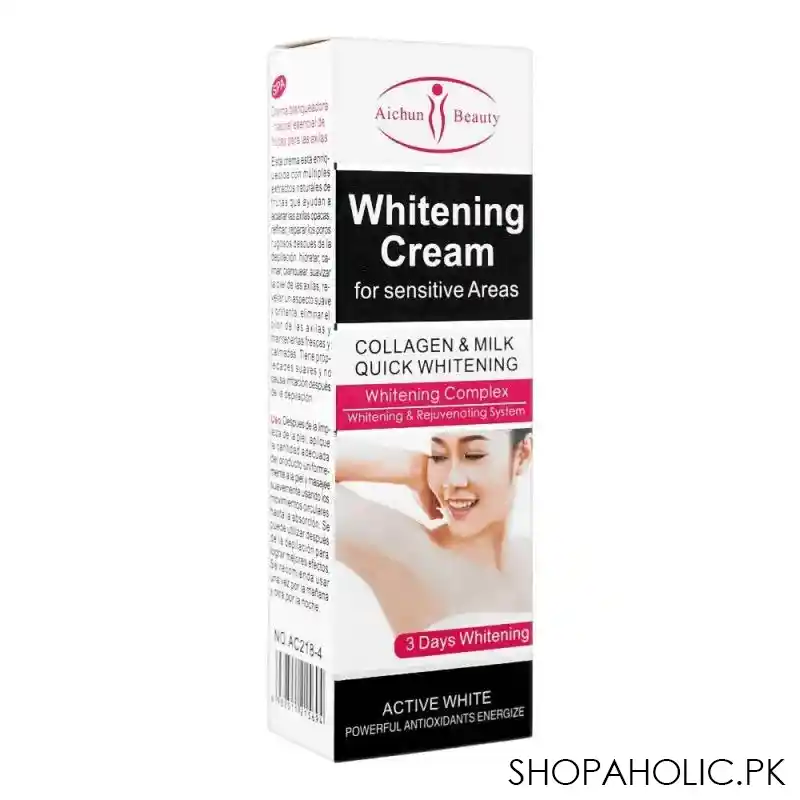 aichun beauty whitening cream for sensitive areas, collagen & milk quick whitening, 50ml main image