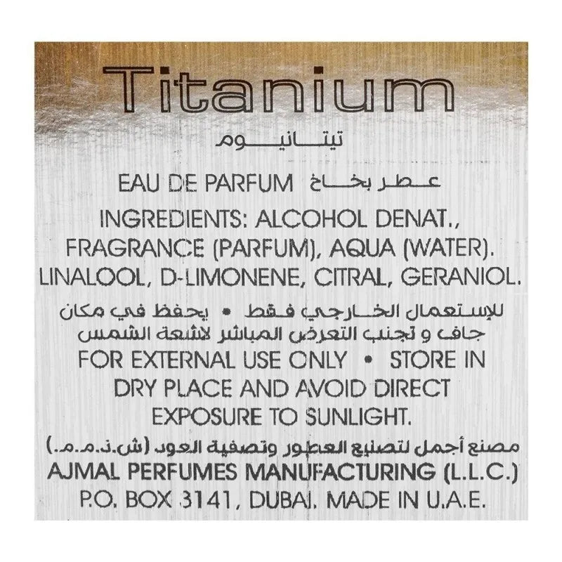 ajmal titanium eau de parfum, for men, 100ml image2