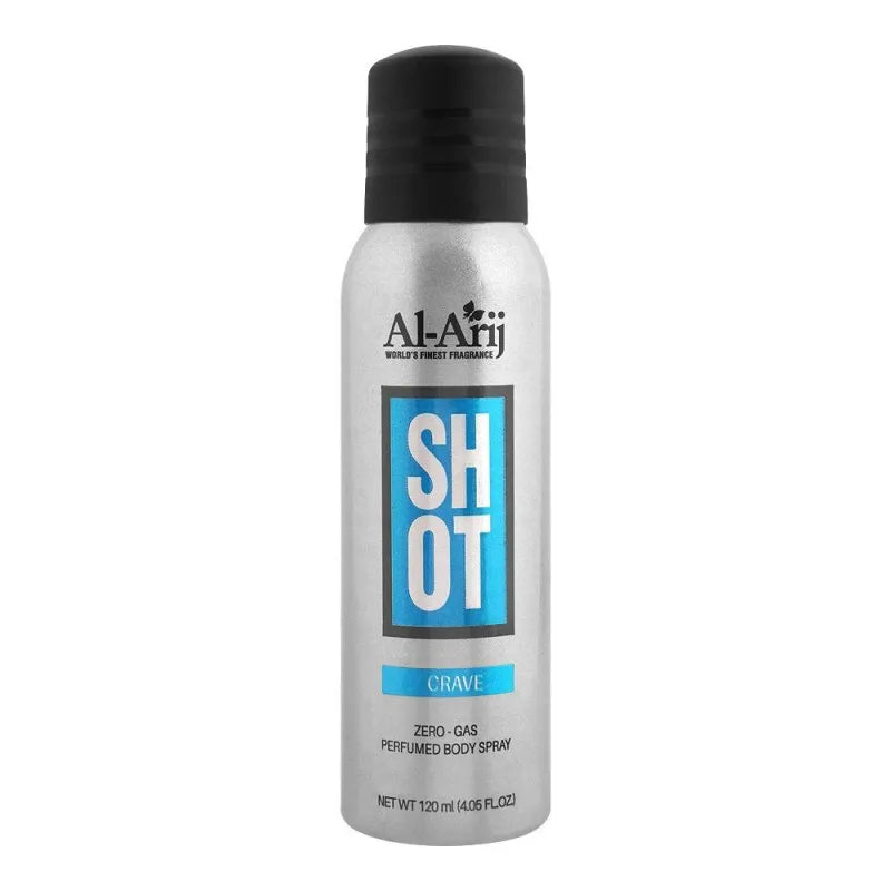 al arij shot crave zero gas perfumed body spray, 120ml main image