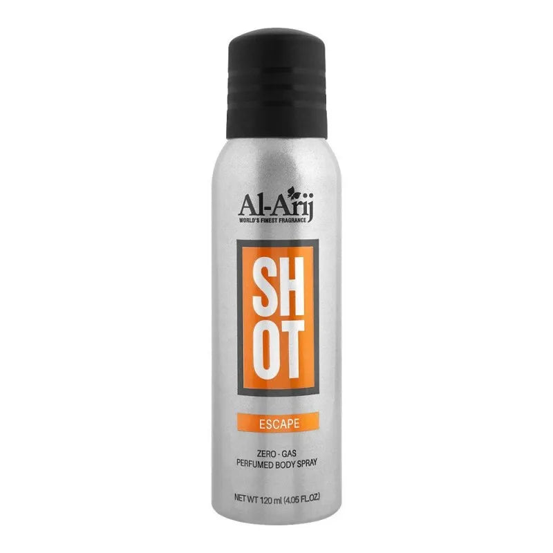 al arij shot escape zero gas perfumed body spray, 120ml main image