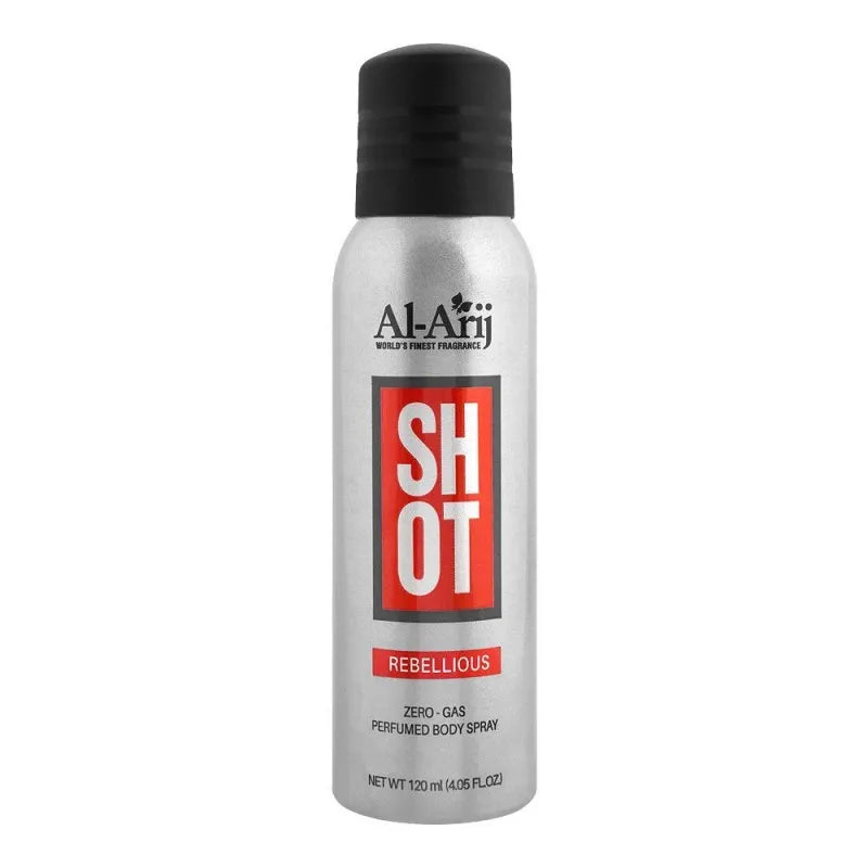 al arij shot rebellious zero gas perfumed body spray, 120ml main image