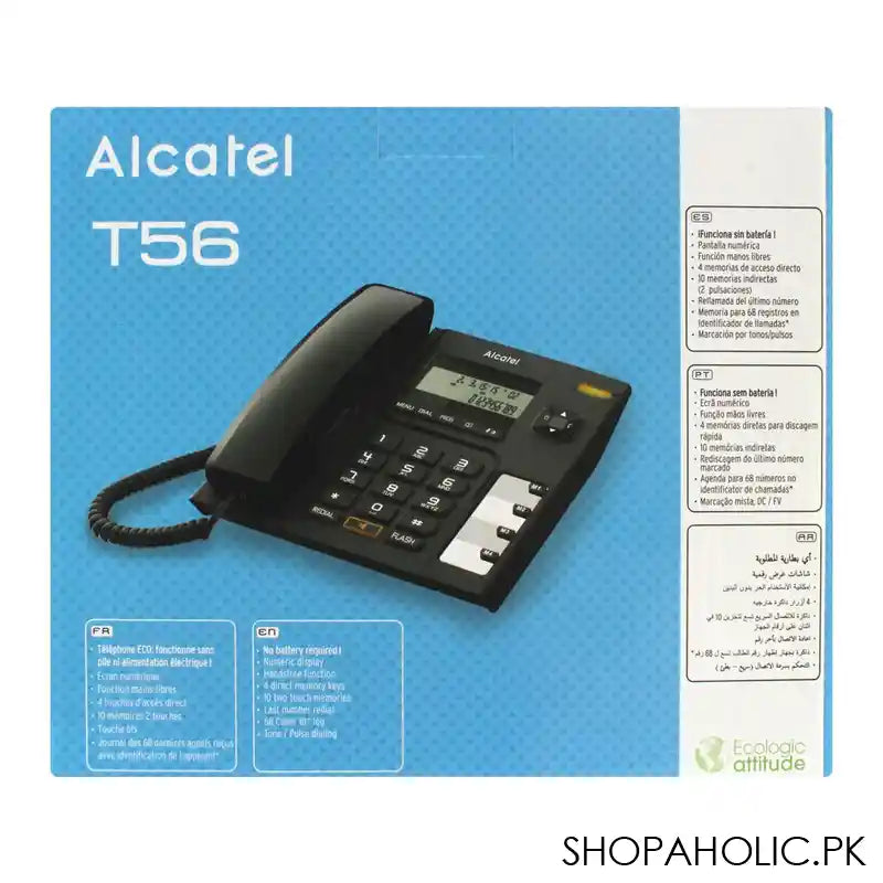 Alcatel Corded Landline Telephone, Black, T56 EX - Image 3