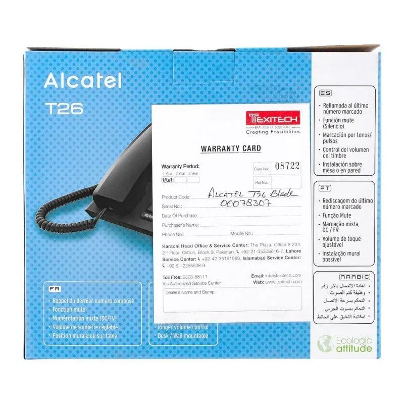 alcatel corded telephone, black t26 ex image3