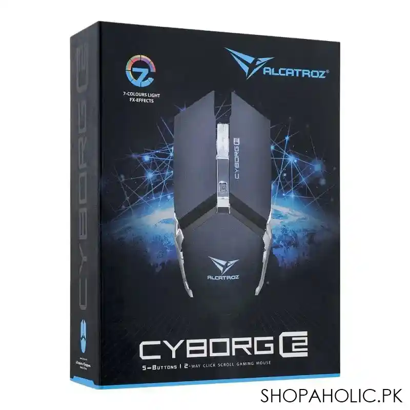 alcatroz cyborg c2 5 button 2 way scroll gaming mouse, 7 colours light fx effects, large image2