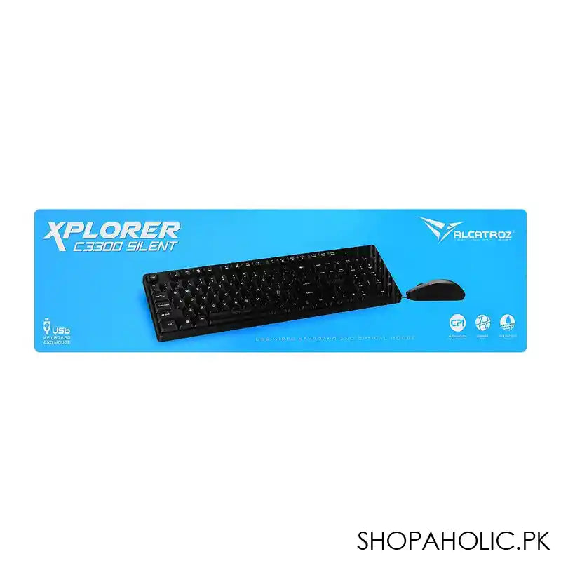 Alcatroz Xplorer Silent USB Wired Keyboard & Optical Mouse Combos, Black, C3300 - Image 4