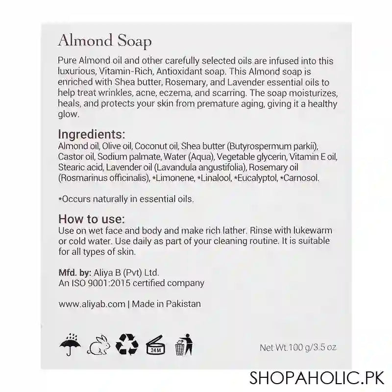 Aliya B Spa Shop Almond Soap, 100g - Image 3