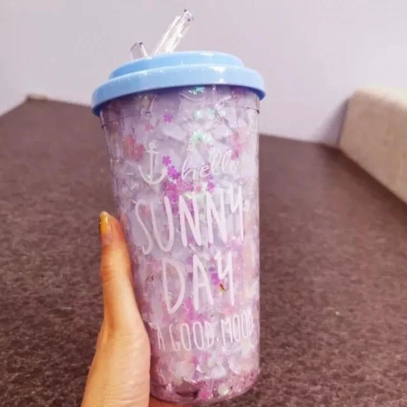 amazing ice water cup with lid and straw image3