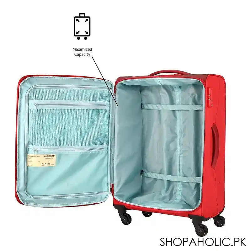 American Tourister Marina 4W Spinner Trolley Bag, 57x41x25 cm, Red - Image 2