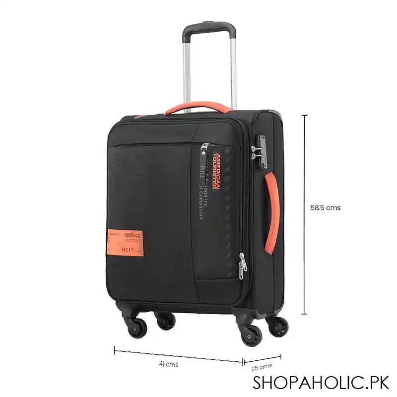 American Tourister Marina 4W Spinner Trolley Bag, 58.5x41x25 cm, Black - Image 3