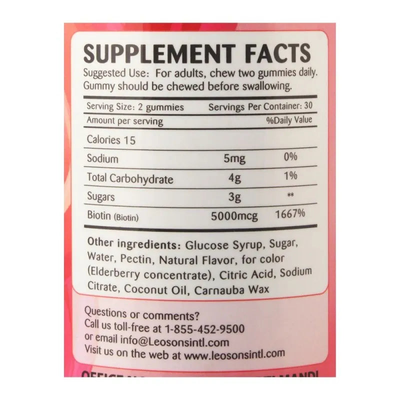 amerix biotin, 5000mcg, dietary supplement, 60 adult gummy vitamins image5