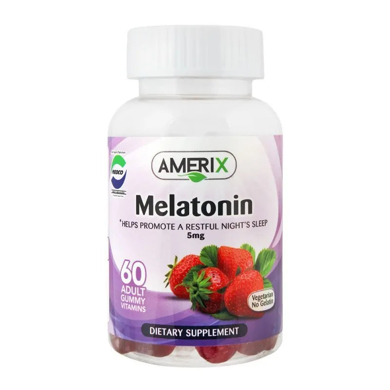 amerix melatonin, 5mg, dietary supplement, 60 adult gummy vitamins main image