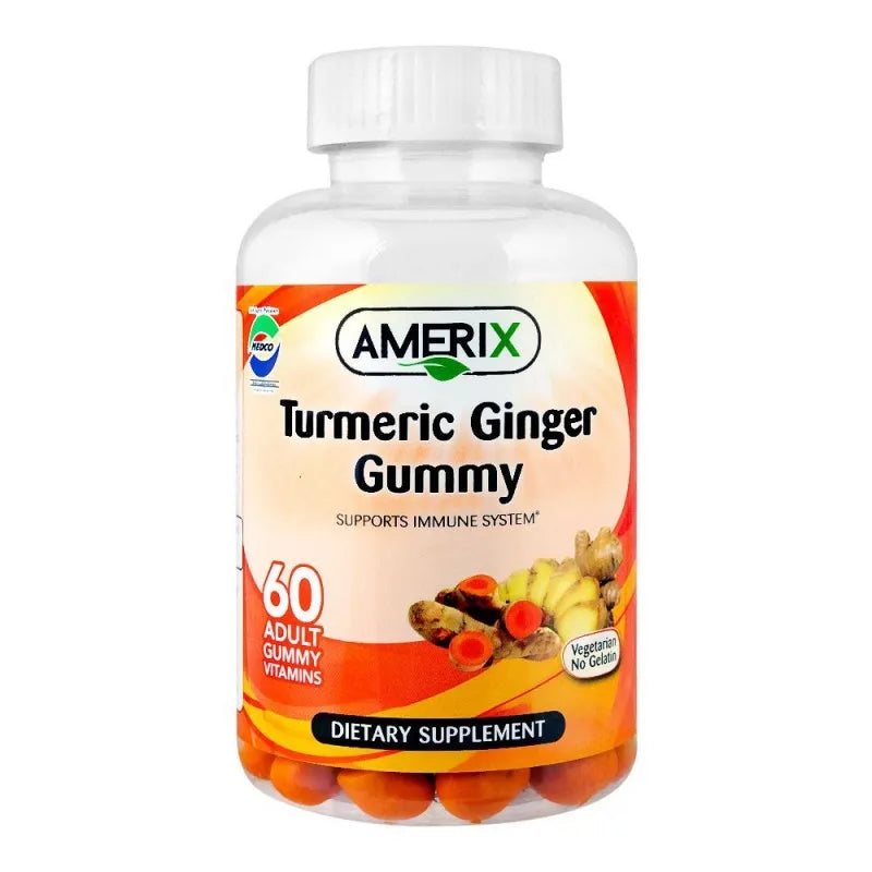 amerix turmeric ginger, dietary supplement, 60 adult gummy vitamins main image